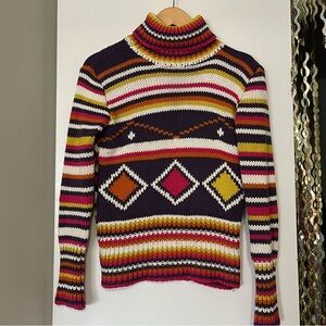 Multicolor Striped Turtleneck Sweater